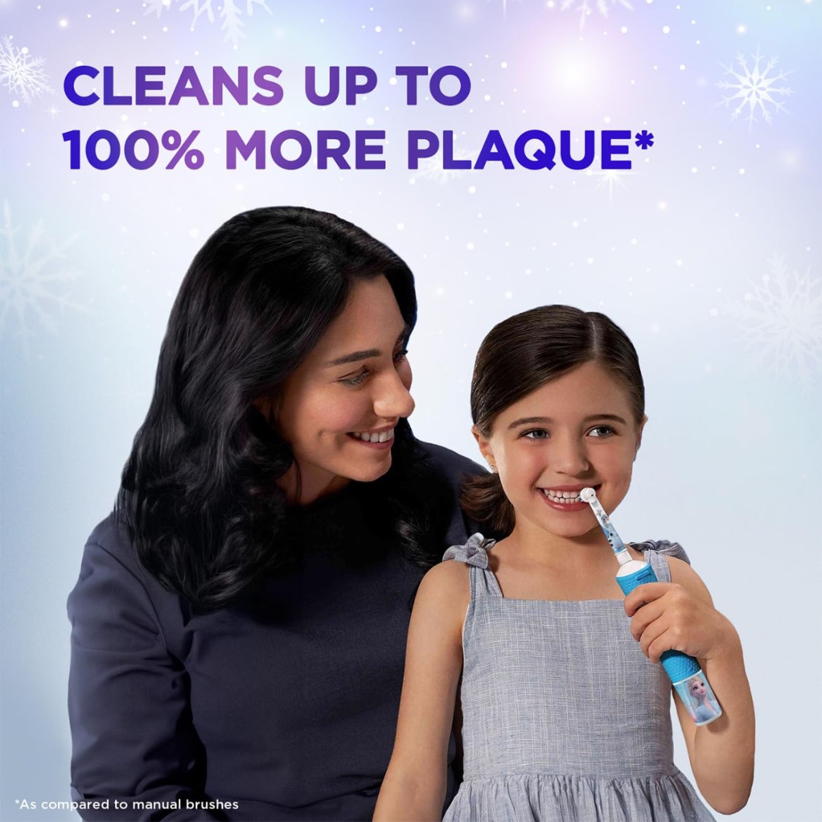 Oral B Kids Frozen Rechargeable Rotating Electric Toothbrush, 2 Brushing Modes (Daily & Sensitive), 2 Min Timer with Quadpacer, 2 Year Warranty by Oral-B, IPX7 Water Resistant, Round Brush Head