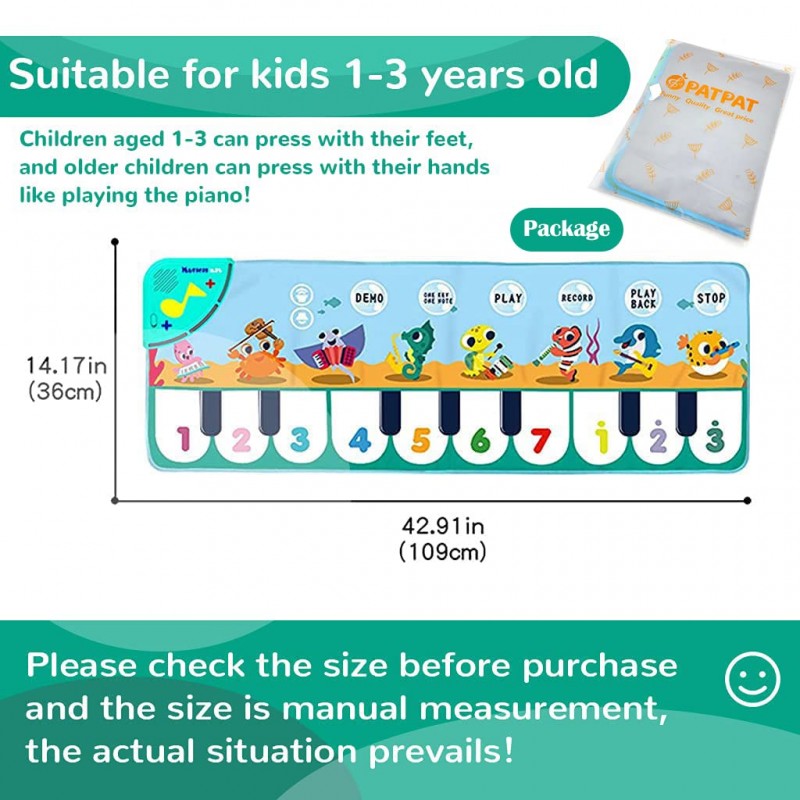 PATPAT® Musical Mat for Kids, 8 Sounds Music Piano Keyboard Dance Floor Mat Carpet Animal Blanket Touch Mat Musical Toys Early Education Toys for Baby Girls Boys 1-3 Years Old(43.3x14.2in) PATPAT® Musical Mat for Kids, 8 Sounds Music Piano Keyboard Dance Floor Mat Carpet Animal Blanket Touch Mat Musical Toys Early Education Toys for Baby Girls Boys 1-3 Years Old(43.3x14.2in)