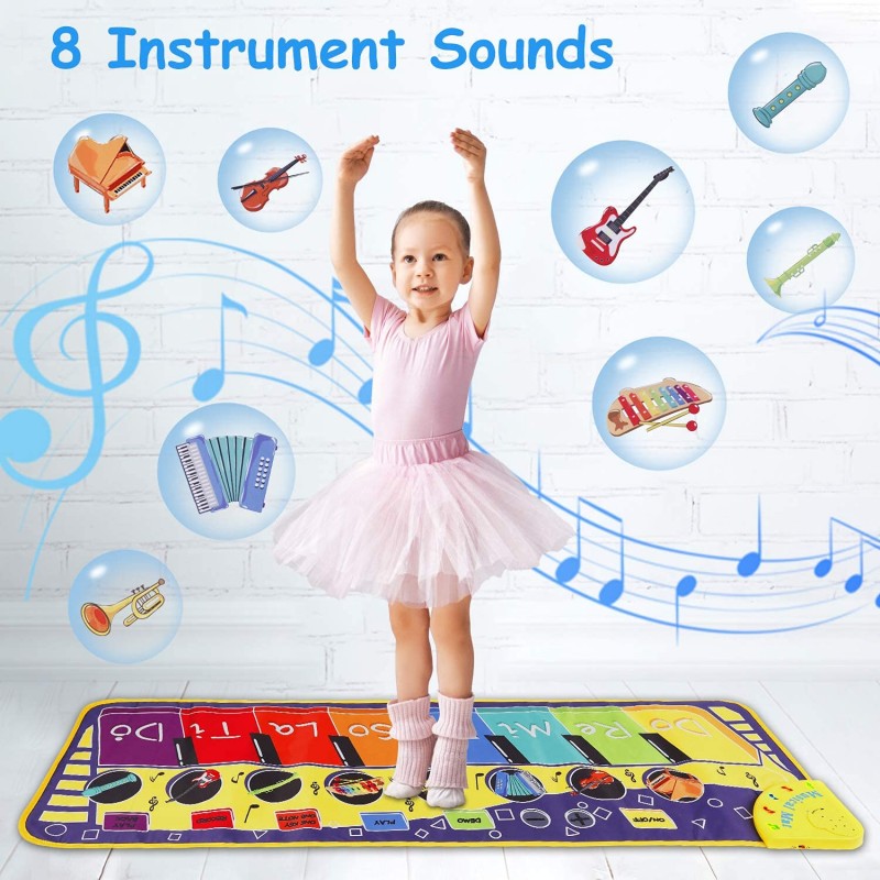 PATPAT� Musical Mat for Kids, Kids' Piano Mat, Rainbow Piano Keyboard Play Mat Floor Music Mat for Toddlers, Early Educational Music Sound Toys Gift for Boys Girls 1-3 Years (Multicolor1) PATPAT� Musical Mat for Kids, Kids' Piano Mat, Rainbow Piano Keyboard Play Mat Floor Music Mat for Toddlers, Early Educational Music Sound Toys Gift for Boys Girls 1-3 Years (Multicolor1)