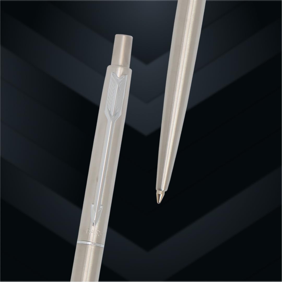 Parker Classic Stainless Steel Chrome Trim Ball Pen | Ink Color - Blue | Corporate Gift | Ideal For Professional Use