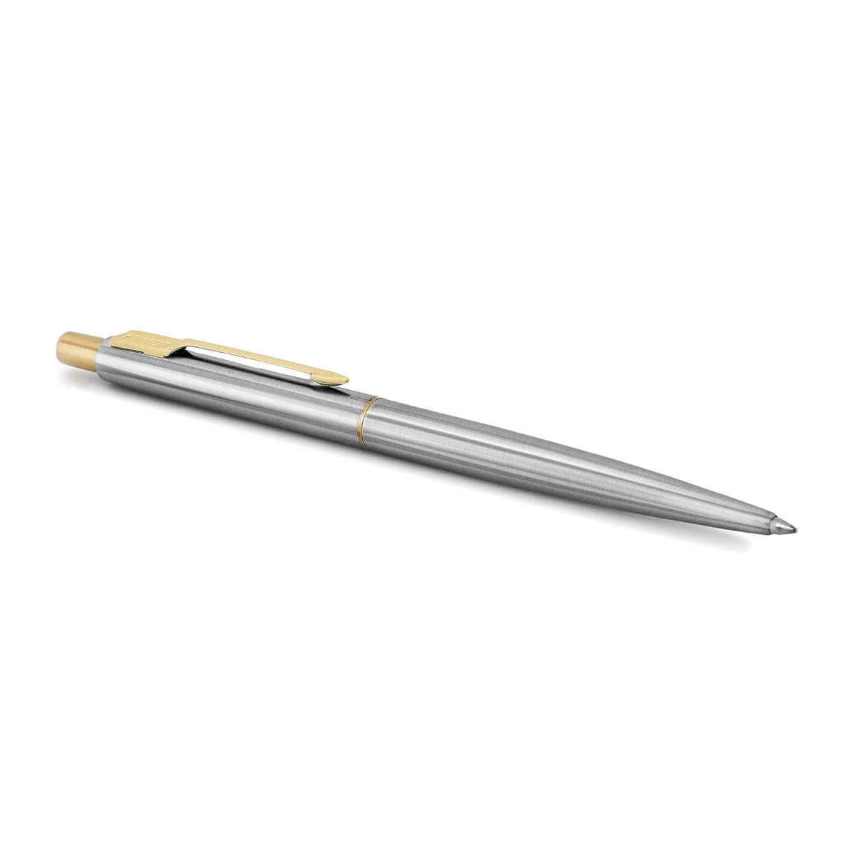 Parker Classic Stainless Steel Gold Trim Ball Pen| Ink Color - Blue | Corporate Gift | Ideal For Professional Use