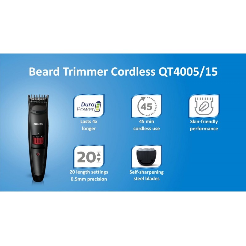 Philips QT4005/15 Beard Trimmer Cordless for Men (Black) Philips QT4005/15 Beard Trimmer Cordless for Men (Black)