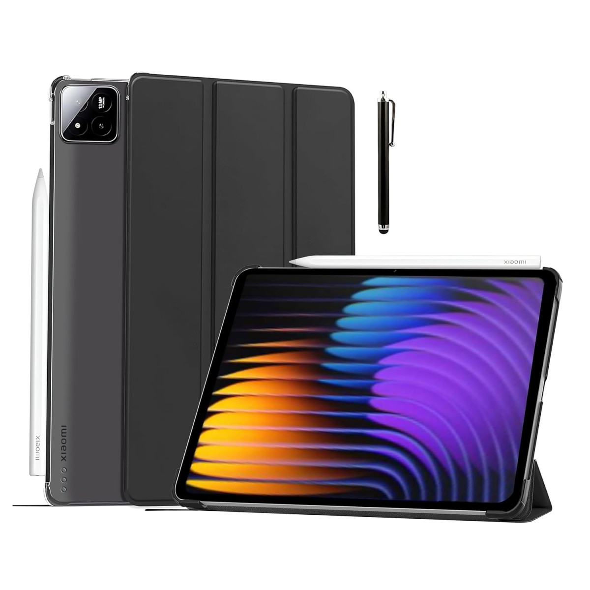ProElite Cover for Xiaomi Mi Pad 7/7 Pro 11.2 inch Case Cover, Flip Case Cover for Xiaomi Mi Pad 7/7 pro 11.2 inch. with Transparent Back & Stylus Pen [Auto Sleep Wake Support], Black