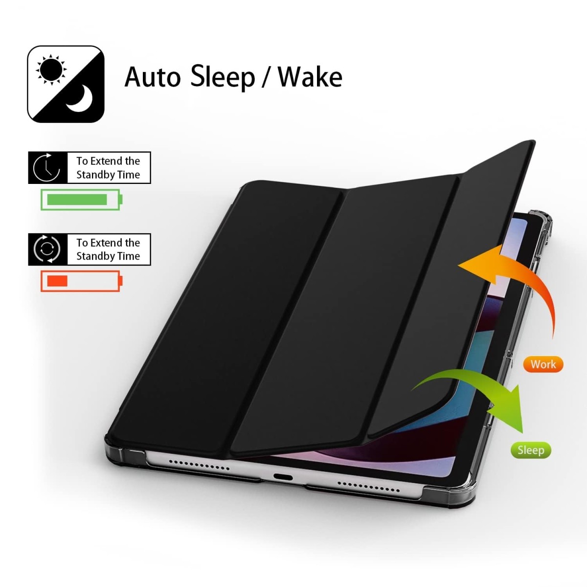 ProElite Cover for Xiaomi Mi Pad 7/7 Pro 11.2 inch Case Cover, Flip Case Cover for Xiaomi Mi Pad 7/7 pro 11.2 inch. with Transparent Back & Stylus Pen [Auto Sleep Wake Support], Black