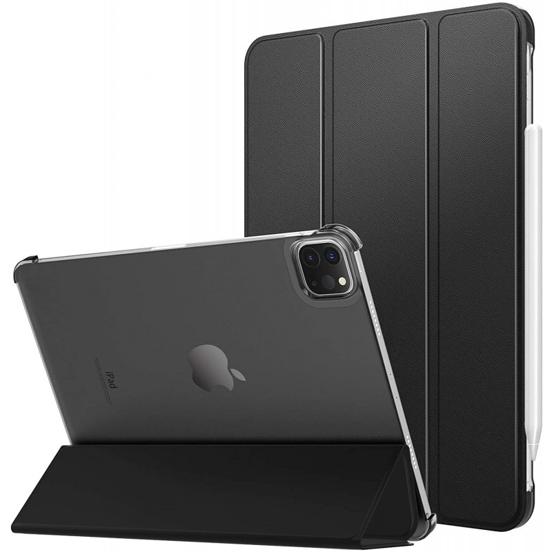 ProElite Smart Case Cover for Apple iPad Pro 11 inch (27.9cm) 2022/2021 4th/3rd Generation [Auto Sleep/Wake ], Translucent & Hard Back, Black