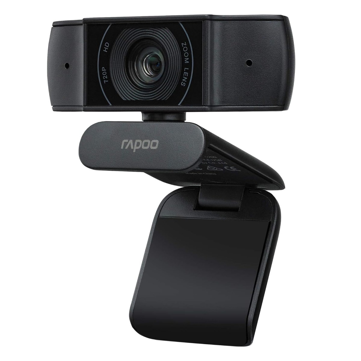 RAPOO C200 720P HD Webcam with Microphone, USB Computer Camera, Dual Noise Reduction Mics, 100° Wide-Angle Lens, Plug & Play, Ideal for Zoom, Skype, Teams, Video Calls, and Conferencing.