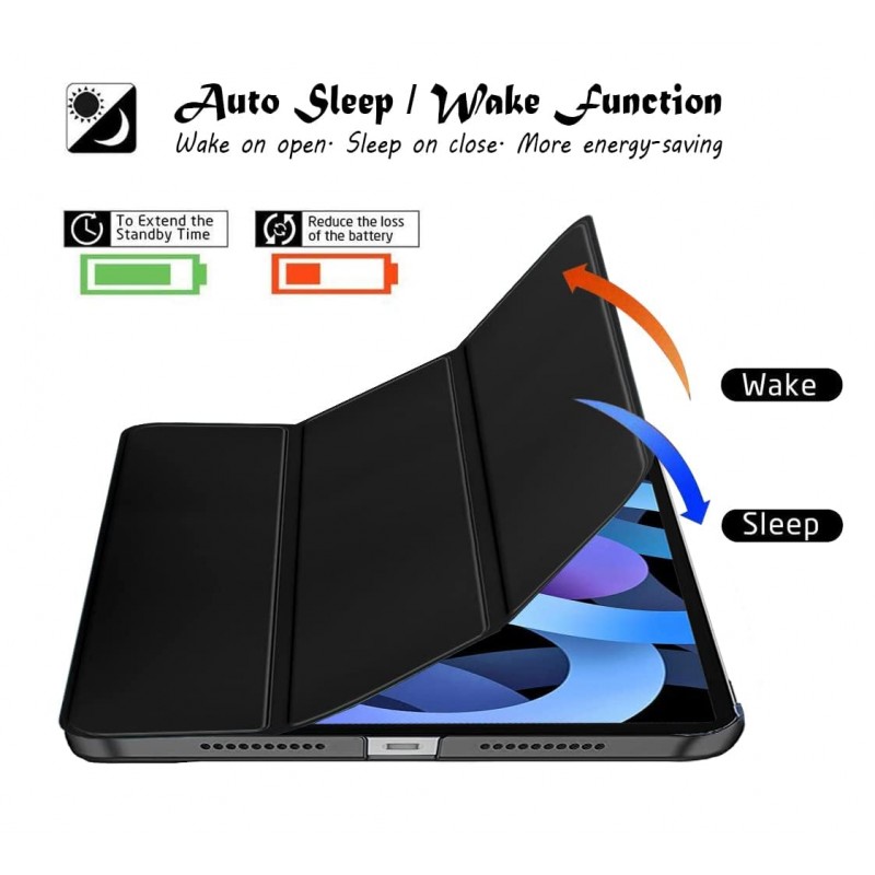 Robustrion Cover for iPad Air 5th Generation Cover / 4th Generation Smart Flip Case with Translucent Back - Black Robustrion Cover for iPad Air 5th Generation Cover / 4th Generation Smart Flip Case with Translucent Back - Black