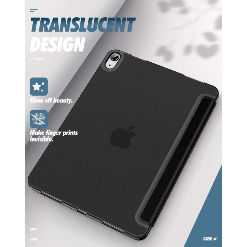 Robustrion Cover for iPad Air 5th Generation Cover / 4th Generation Smart Flip Case with Translucent Back - Black Robustrion Cover for iPad Air 5th Generation Cover / 4th Generation Smart Flip Case with Translucent Back - Black