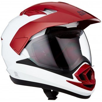 Royal Enfield DS Escapade ISI Certified Full Face Riding Helmet White & Red (L) 58 Cm-High Impact Grade Thermoplastic & Vented EPS Liner for Superior Impact Protection and Durability