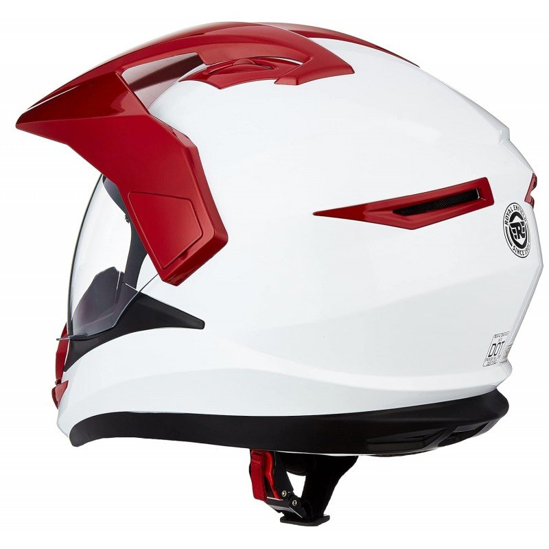 Royal Enfield DS Escapade ISI Certified Full Face Riding Helmet White & Red (L) 58 Cm-High Impact Grade Thermoplastic & Vented EPS Liner for Superior Impact Protection and Durability