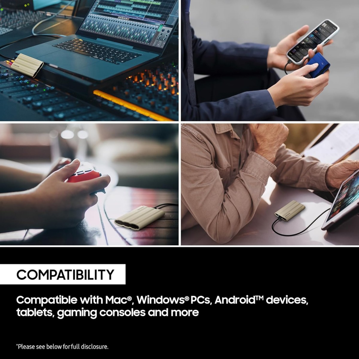 Samsung T7 Shield Portable SSD 4TB USB 3.2 Gen2 External SSD, Black, Up to 1,050MB/s, Rugged, IP65 Water & Dust Resistant, for Photographers, Content Creators and Gaming, Mac Compatible, MU-PE4T0S