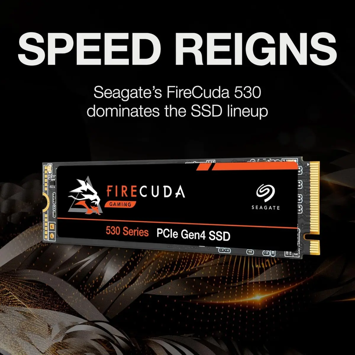 Seagate FireCuda 530 2TB Internal Solid State Drive - M.2 PCIe Gen4 ×4 NVMe 1.4,Transfer speeds up to 7300 MB/s,3D TLC NAND,2550 TBW,1.8M MTBF,and 3-Year Rescue Services (ZP2000GM3A013),Orange,2 TB