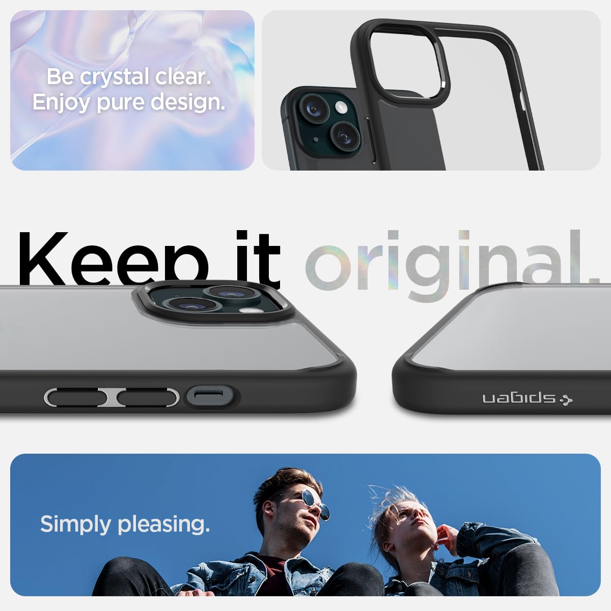 Spigen Ultra Hybrid Cover Compatible with iPhone 15 Plus (Matte Black)