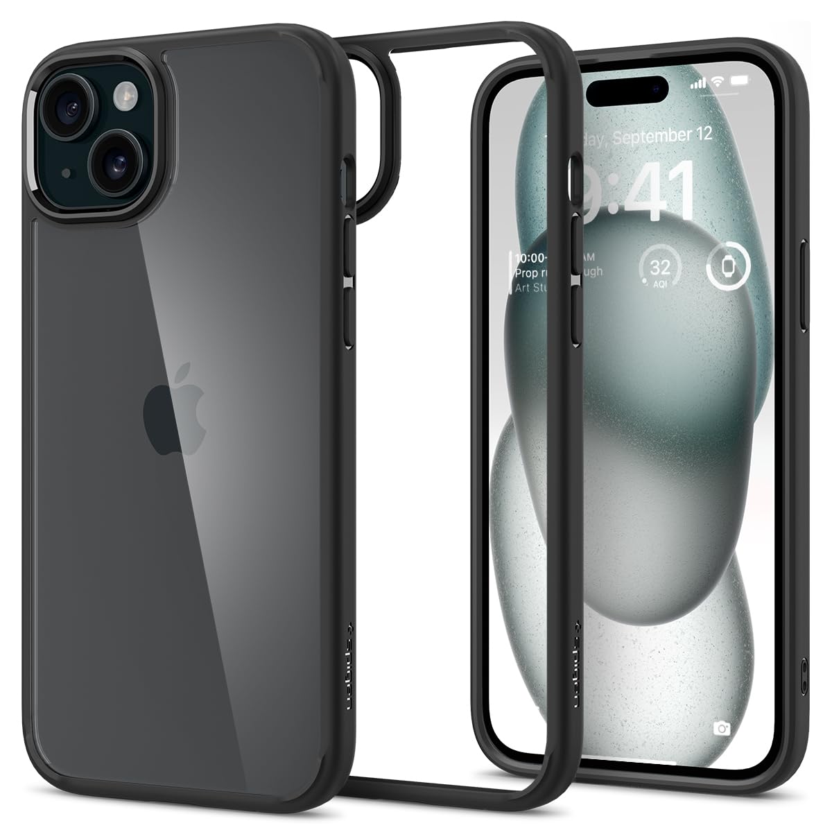 Spigen Ultra Hybrid Cover Compatible with iPhone 15 Plus (Matte Black)