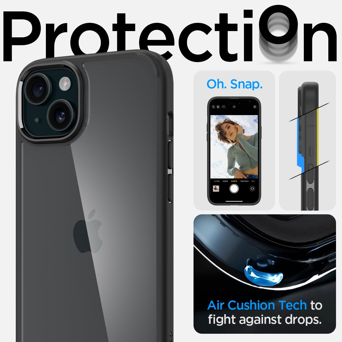 Spigen Ultra Hybrid Cover Compatible with iPhone 15 Plus (Matte Black)