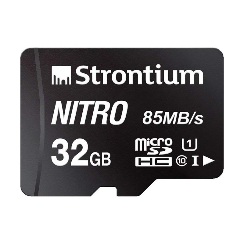 Strontium Nitro 32GB Micro SDHC Memory Card 85MB/s UHS-I U1 Class 10 w/Adapter High Speed for Smartphones Tablets Drones Action Cams (SRN32GTFU1QA) Strontium Nitro 32GB Micro SDHC Memory Card 85MB/s UHS-I U1 Class 10 w/Adapter High Speed for Smartphones Tablets Drones Action Cams (SRN32GTFU1QA)