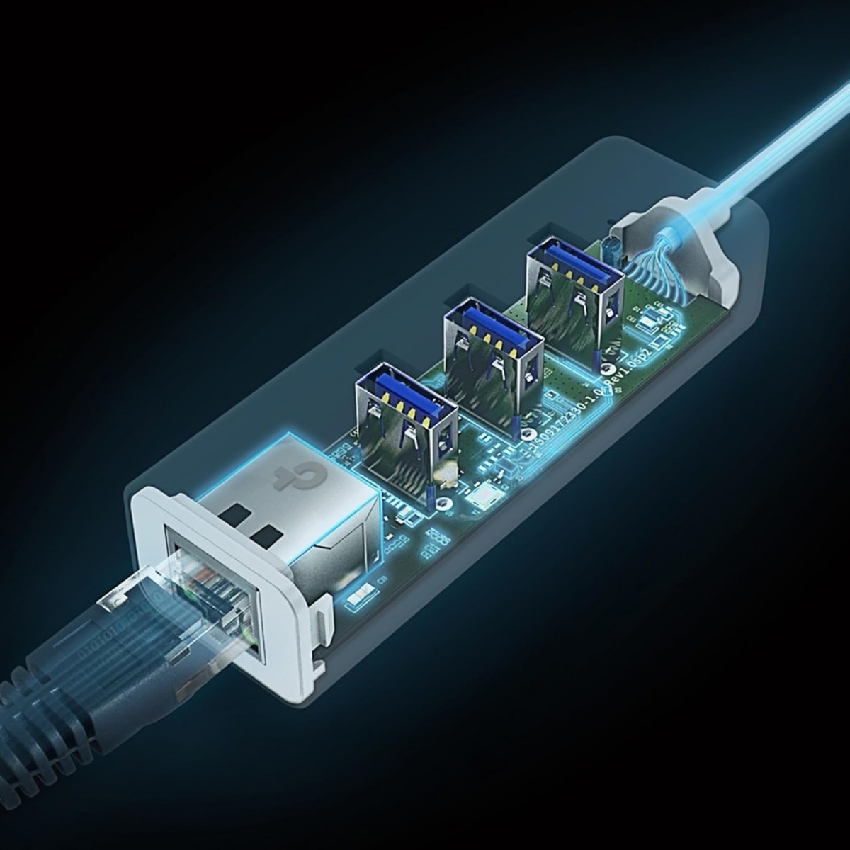 TP-Link UE330C USB 3.0 Type-C 3-Port Hub & Gigabit Ethernet Adapter RJ45 LAN Wired Hub for Ultrabook, Chromebook, Laptop, Desktop, Plug & Play, Foldable and Portable Design