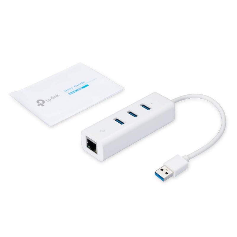 TP-Link Ue330 USB 3.0 3-Port Hub & Gigabit Ethernet Adapter 2 in 1 USB Adapter for Laptop- Plug and Play, White TP-Link Ue330 USB 3.0 3-Port Hub & Gigabit Ethernet Adapter 2 in 1 USB Adapter for Laptop- Plug and Play, White