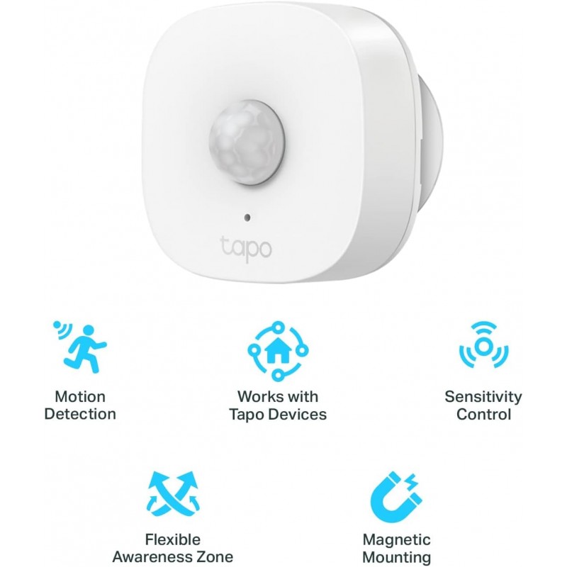 Tapo Tp-Link T100 120° Pir Smart Motion Sensor with Motion-Activated Light, Energy Saving, Battery-Powered, Real-Time Notifications, Device Sharing Tapo Tp-Link T100 120° Pir Smart Motion Sensor with Motion-Activated Light, Energy Saving, Battery-Powered, Real-Time Notifications, Device Sharing