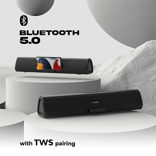 Wings Centerstage 300 Soundbar with TWS Bluetooth 5.0, Powerful 20W Output and 7 Hours of Playback Portable Bluetooth Party Speakers Wings Centerstage 300 Soundbar with TWS Bluetooth 5.0, Powerful 20W Output and 7 Hours of Playback Portable Bluetooth Party Speakers