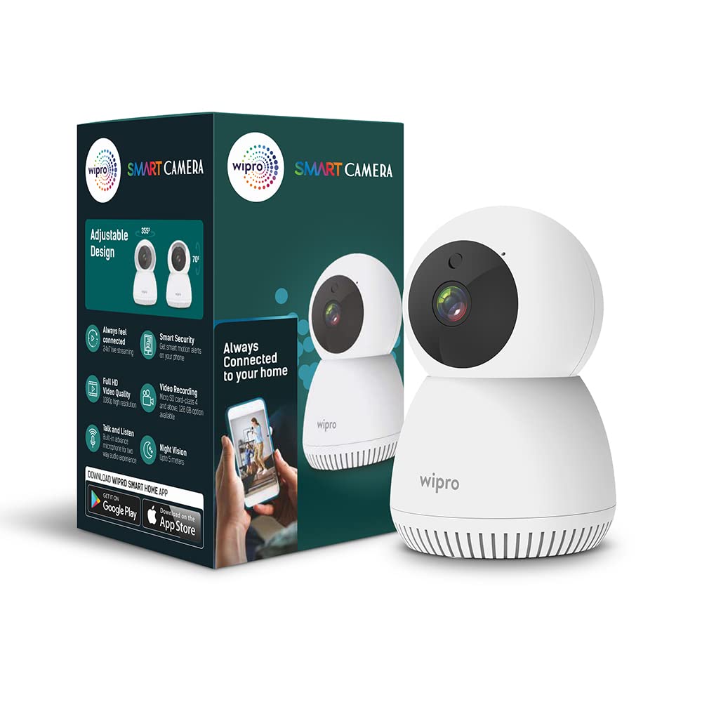 Wipro Smart Security Camera 1080P With HD Picture, Night Vision,2 Way Talk back Security Camera