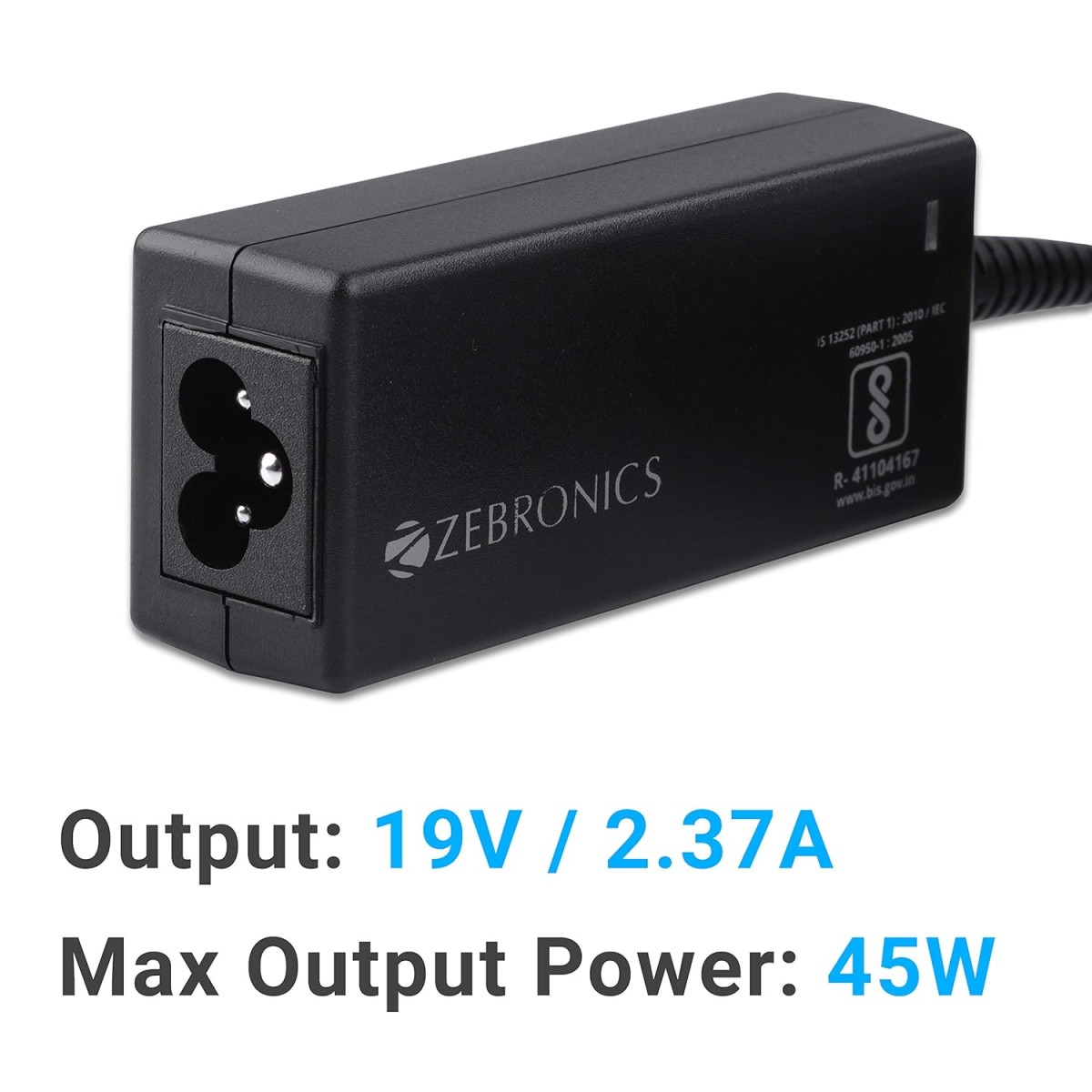 Zebronics ZEB-LA401319045AS 45W Laptop Adapter with 4x1.3mm Connector - Black