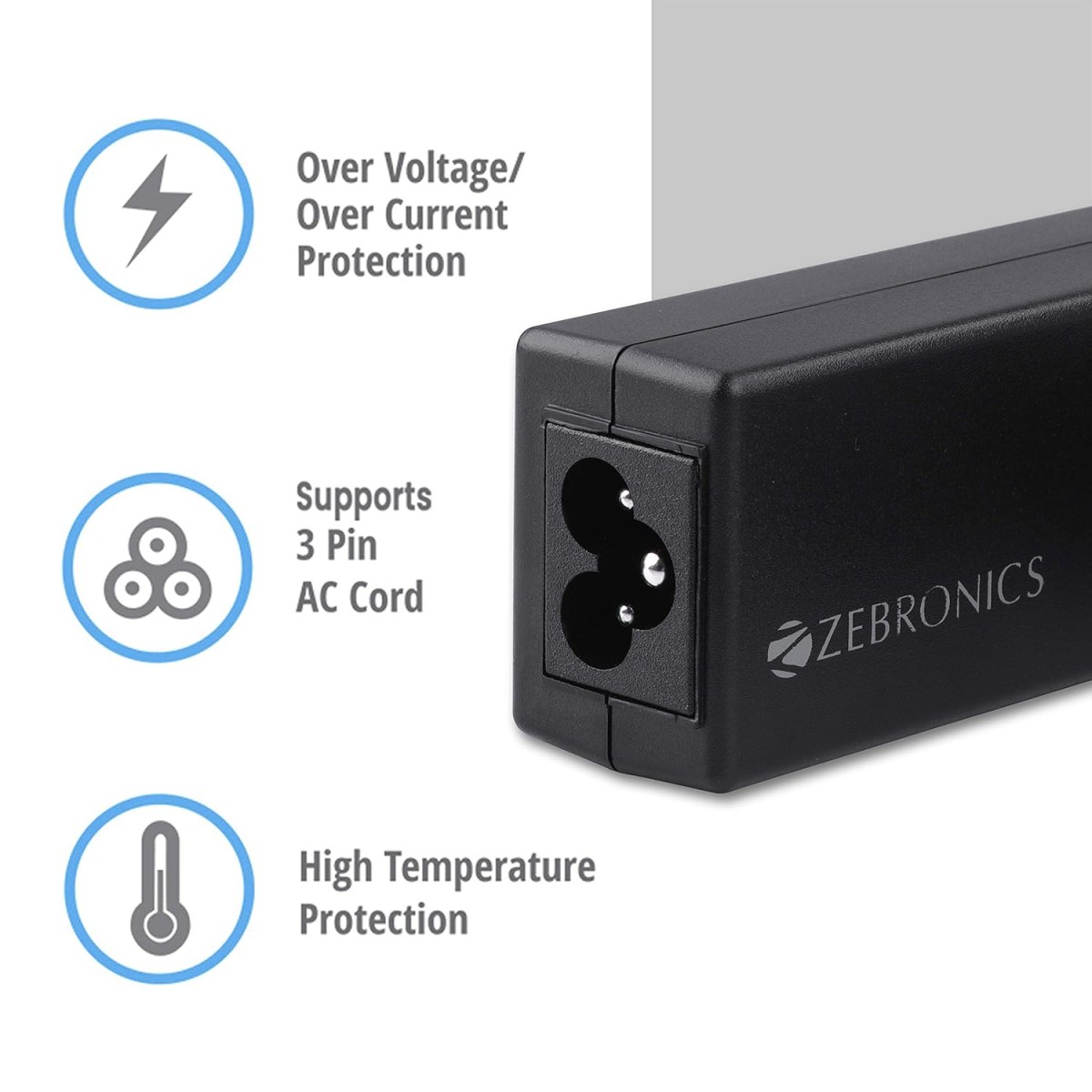 Zebronics ZEB-LA401319045AS 45W Laptop Adapter with 4x1.3mm Connector - Black