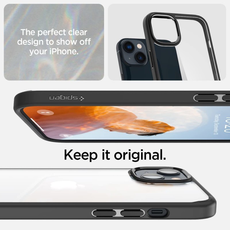 Spigen Ultra Hybrid Back Cover for Apple iPhone 14  (Black, Shock Proof, Pack of: 1)