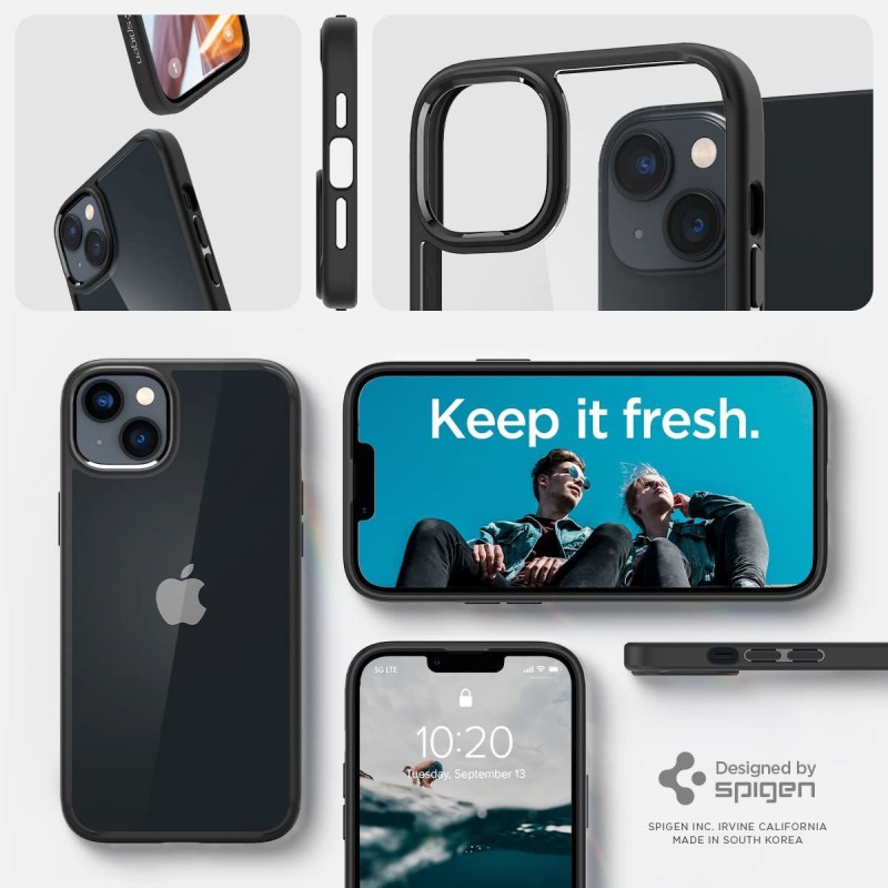 Spigen Ultra Hybrid Back Cover for Apple iPhone 14  (Black, Shock Proof, Pack of: 1)