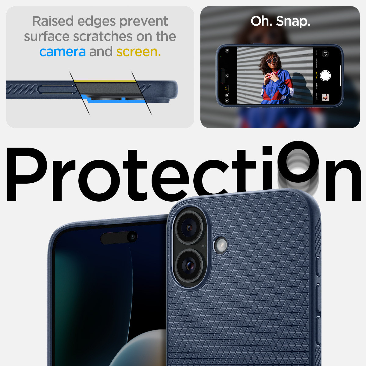 Spigen Back Cover for Apple iPhone 16 (Blue, Grip Case, Pack of: 1)