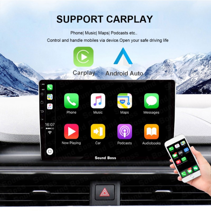 Sound Boss Androidify 3rdGeneration Bass-Blaster 9'' Inch Q-LED Car-Play (2GB/64GB) Android Car Stereo