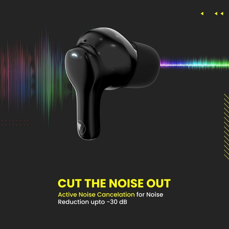 WINGS Bass Drops100 with Active Noise Cancellation,Transparency Mode,25 hours Playtime Bluetooth  (Black, True Wireless)