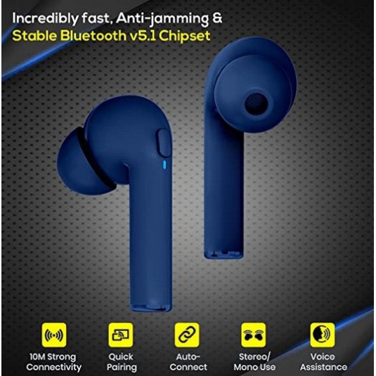 pTron Bassbuds Vista in-Ear True Wireless Bluetooth 5.1 Headphones with Deep Bass pTron Bassbuds Vista in-Ear True Wireless Bluetooth 5.1 Headphones with Deep Bass