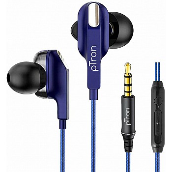 pTron Boom Lite in-Ear Wired Earphones with Stereo Sound Blue