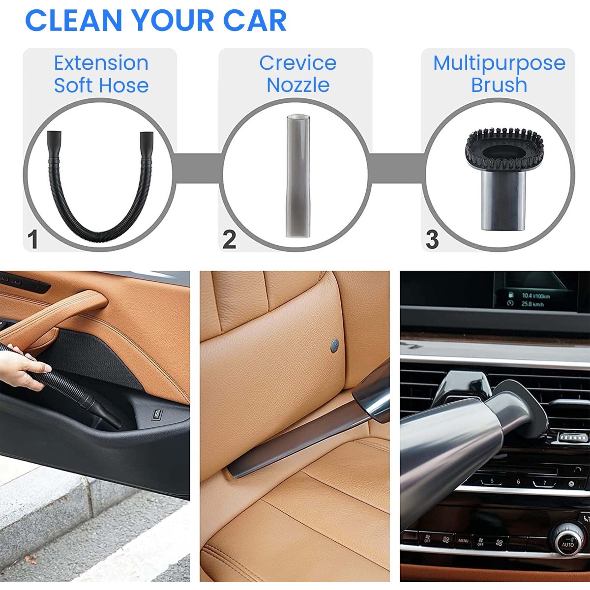 AGARO CV1079, Portable, Handheld, 12V DC /110W, 4.5KPA Power Socket, 14.7ft Long Cord Car Vacuum Cleaner (Black)