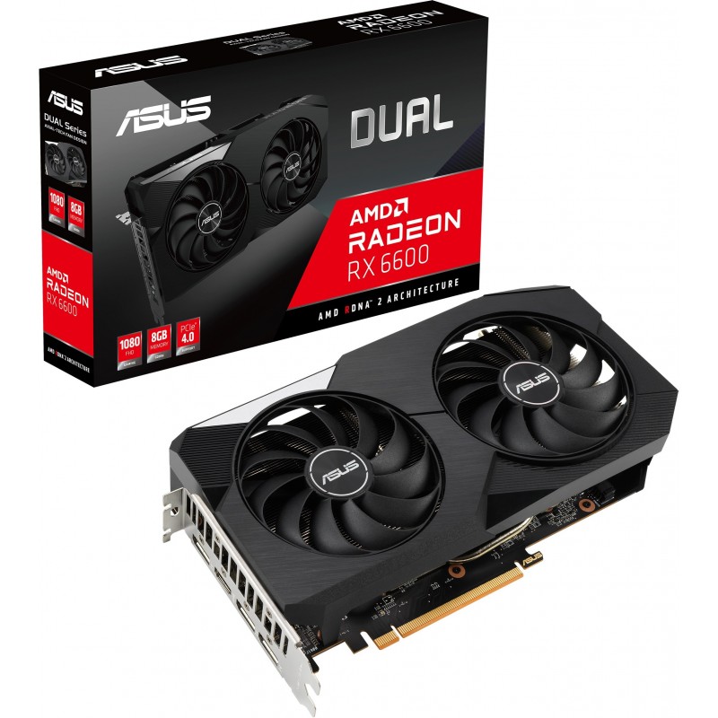 ASUS DUAL-RX6600-8G-V2/ DUAL-RX6600-8G-V3 GDDR6 8 GB AMD Radeon Chipset 128 bit 2044 MHz Graphics Card ASUS DUAL-RX6600-8G-V2/ DUAL-RX6600-8G-V3 GDDR6 8 GB AMD Radeon Chipset 128 bit 2044 MHz Graphics Card