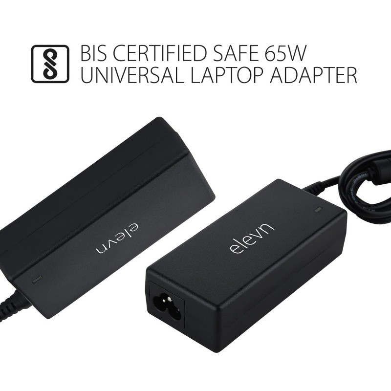 elevn 65 Watts Universal Laptop Power Adapter with Auto Voltage Switching, Equipped with 8 Different connectors & Power Output elevn 65 Watts Universal Laptop Power Adapter with Auto Voltage Switching, Equipped with 8 Different connectors & Power Output