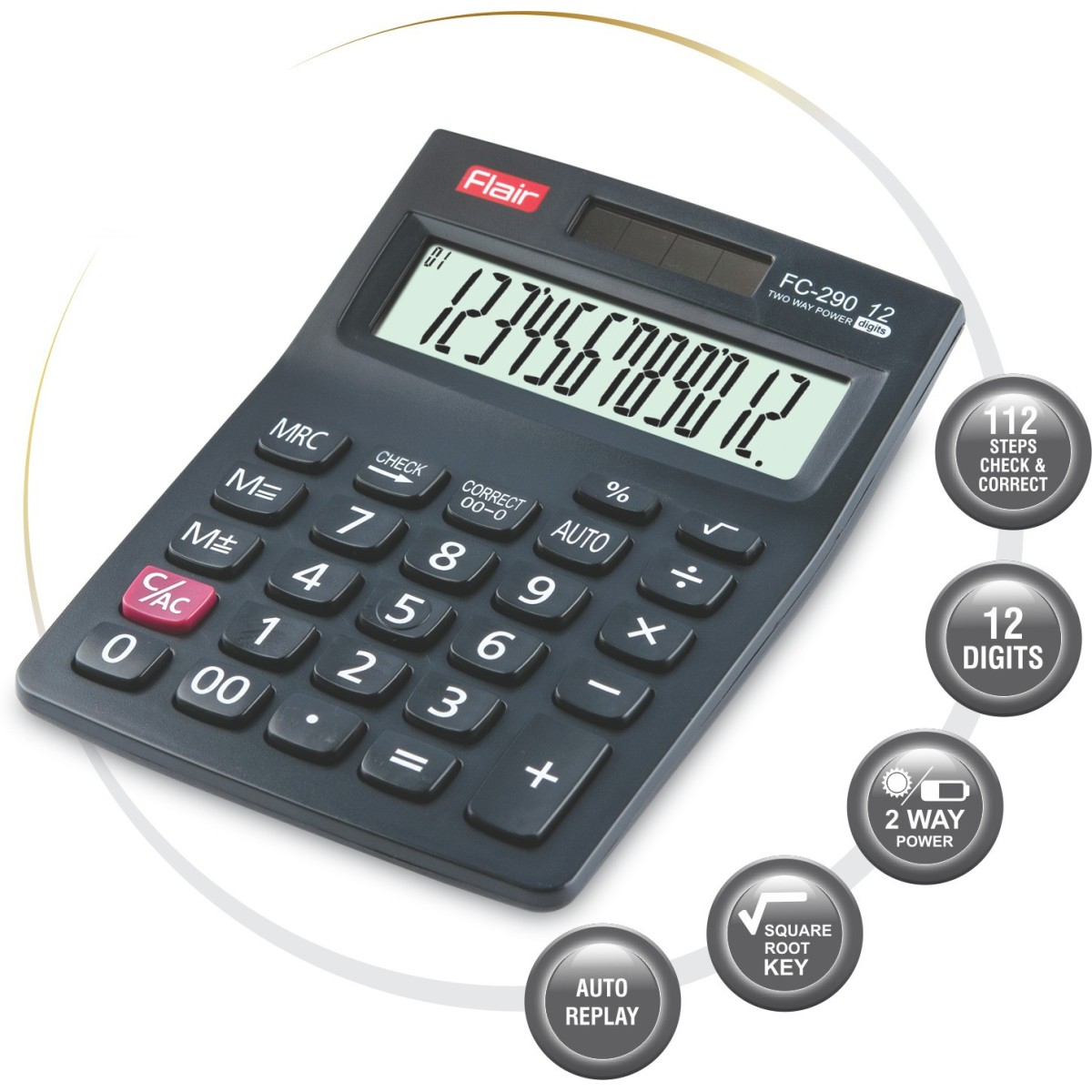 FLAIR 133618 FC - 290 Basic Calculator (12 Digit)