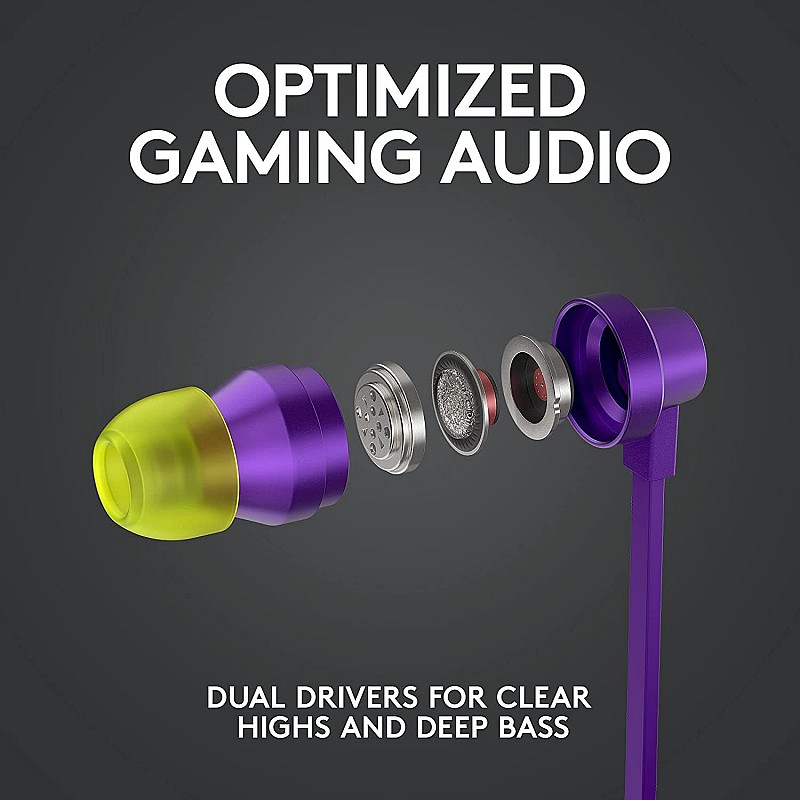 Logitech G333 Wired Gaming Earphones with Gaming-Grade Dual Drivers with USB-C Adapter - Purple