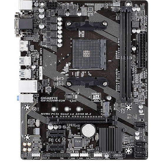 GIGABYTE GA-A320M-S2H (AMD Ryzen AM4 / MicroATX / 2xDDR4/ HDMI/ Realtek ALC887/ 3xPCIe/ USB3.1 Gen 1/ LAN/ Motherboard)