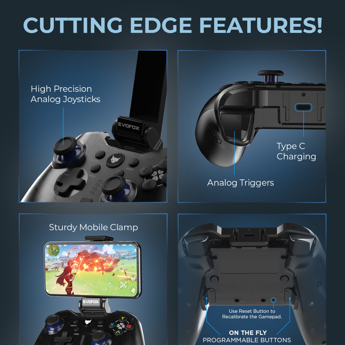 EVOFOX Go Wireless Bluetooth Gamepad (Grey, For Android, iOS)