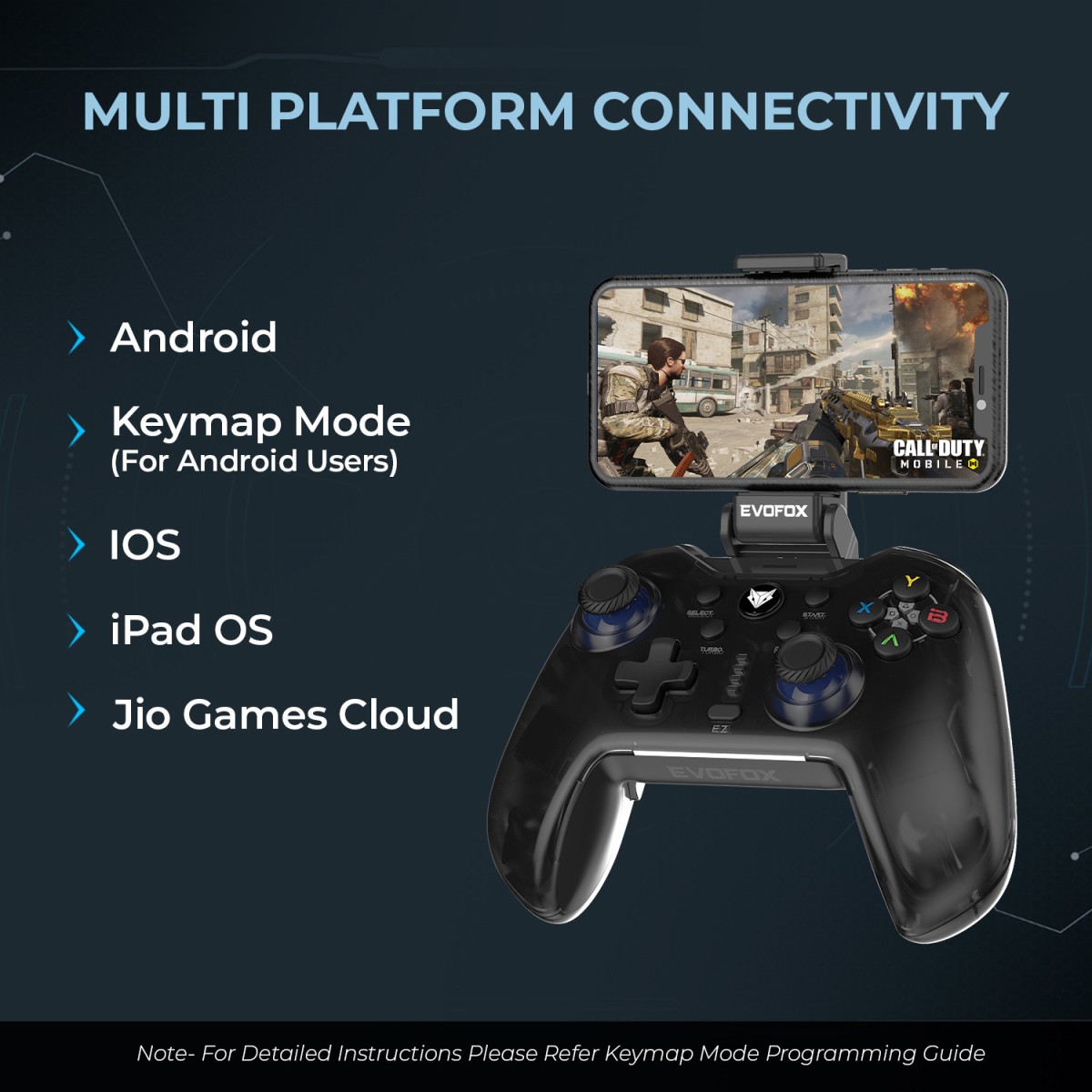 EVOFOX Go Wireless Bluetooth Gamepad (Grey, For Android, iOS)