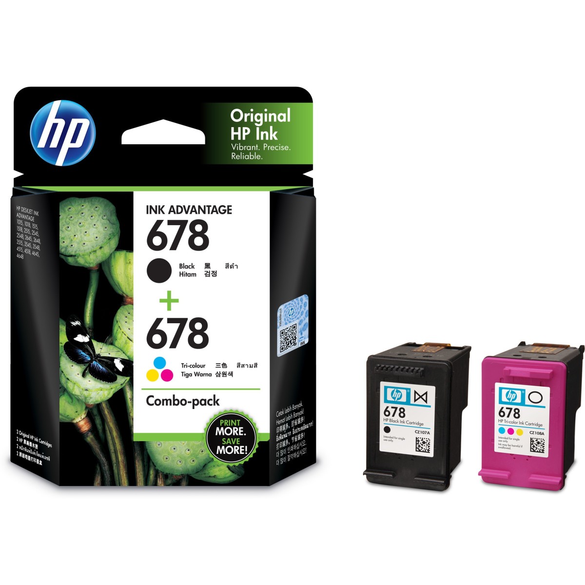 HP 678 Black + Tri Color Combo Pack Ink Cartridge