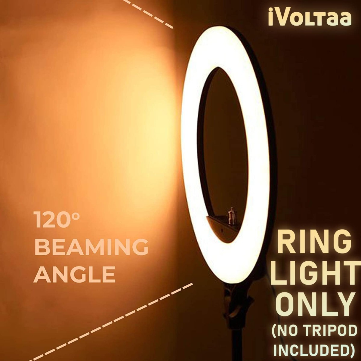 iVoltaa 10" Portable LED Ring Light only | for YouTube | Photo-Shoot | Video Shoot | Live Stream | Makeup & Vlogging | Compatible with iPhone/Android Phones & Cameras
