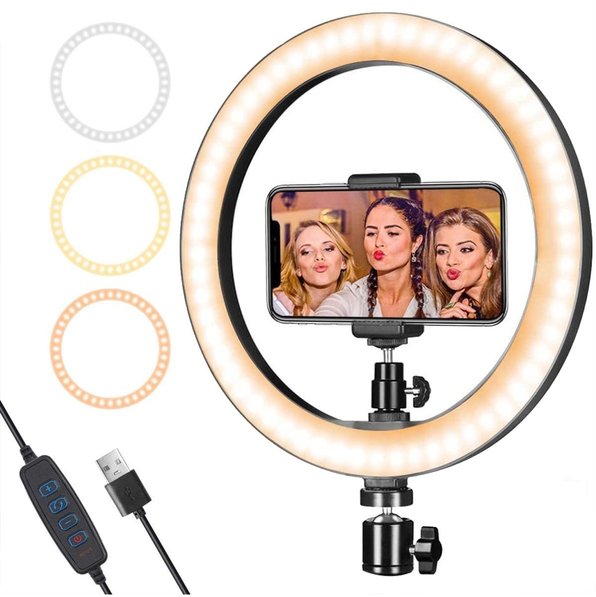 iVoltaa 10" Portable LED Ring Light only | for YouTube | Photo-Shoot | Video Shoot | Live Stream | Makeup & Vlogging | Compatible with iPhone/Android Phones & Cameras
