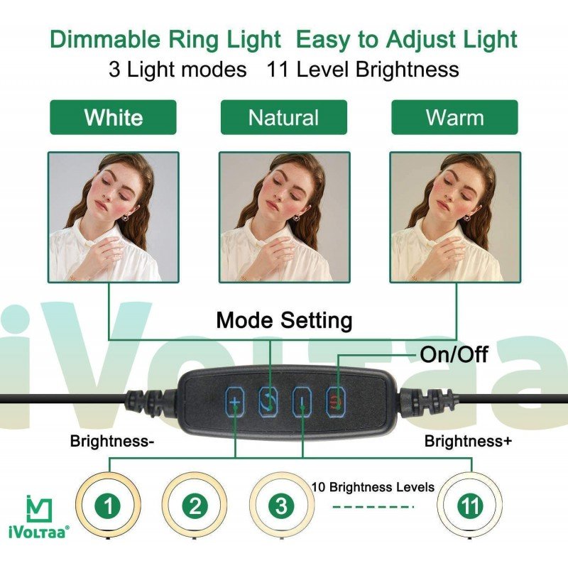 iVoltaa 10" Portable LED Ring Light only | for YouTube | Photo-Shoot | Video Shoot | Live Stream | Makeup & Vlogging | Compatible with iPhone/Android Phones & Cameras iVoltaa 10" Portable LED Ring Light only | for YouTube | Photo-Shoot | Video Shoot | Live Stream | Makeup & Vlogging | Compatible with iPhone/Android Phones & Cameras