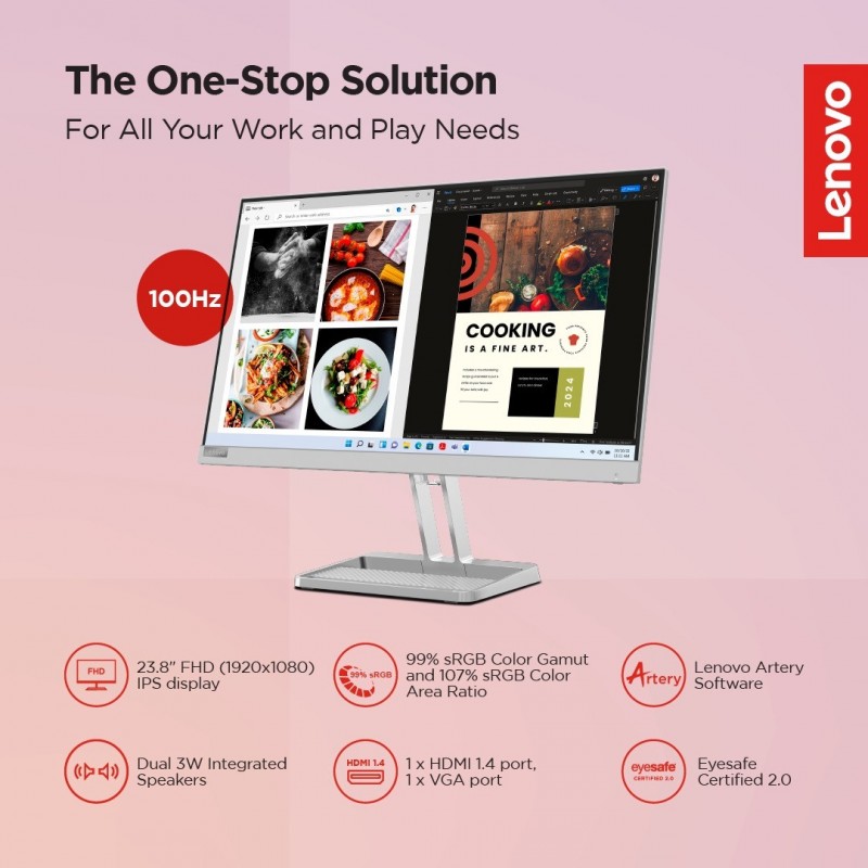 "Lenovo L24i-40 24-inch Full HD IPS LED Monitor – 99% sRGB, HDMI, Tilt Stand, Dual Speakers, Ultra-Slim Design" "Lenovo L24i-40 24-inch Full HD IPS LED Monitor – 99% sRGB, HDMI, Tilt Stand, Dual Speakers, Ultra-Slim Design"