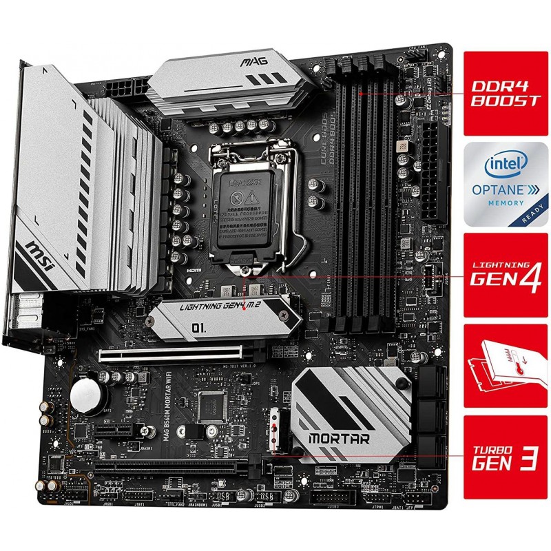MSI MAG B560M MORTAR WIFI LGA 1200Socket Mini-ATX Intel B560 Chipset DDR4 Motherboard for Desktop MSI MAG B560M MORTAR WIFI LGA 1200Socket Mini-ATX Intel B560 Chipset DDR4 Motherboard for Desktop