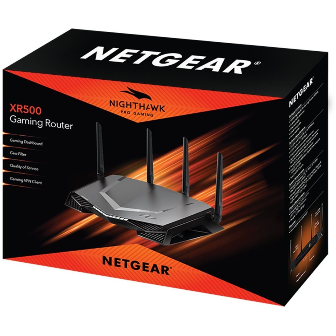 NETGEAR Nighthawk Pro Gaming XR500 Router 2.4 GHz, 5 GHz 2600 Mbps Wifi Speed Dual Band External Antenna Ethernet (Cable Broadband) (Black)