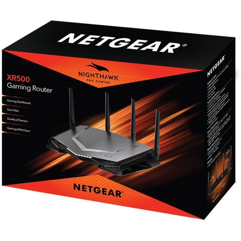 NETGEAR Nighthawk Pro Gaming XR500 Router 2.4 GHz, 5 GHz 2600 Mbps Wifi Speed Dual Band External Antenna Ethernet (Cable Broadband) (Black) NETGEAR Nighthawk Pro Gaming XR500 Router 2.4 GHz, 5 GHz 2600 Mbps Wifi Speed Dual Band External Antenna Ethernet (Cable Broadband) (Black)
